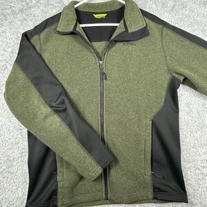 Koppen Mens Fleece Full Zip Jacket Green Black Outdoor Activewear Size M